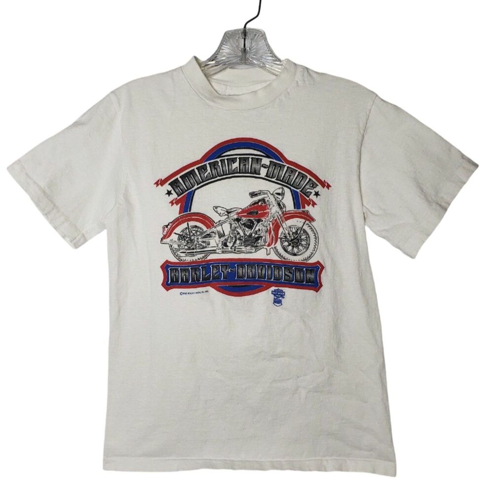 Vintage 1983 Harley Davidson Santa Ana White Short Sleeve T Shirt Size Small
